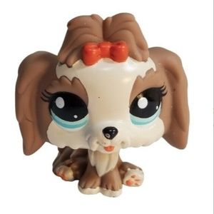 Littlest Pet Shop LPS # 2130 Llasa Apso Maltese Puppy Dog Green eyes